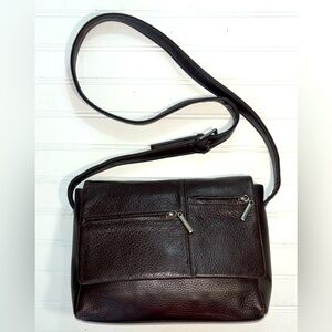 Liz Claiborne Womens Brown Leather Bag 10" W x 7.5" H x 3" W Excellent Condition